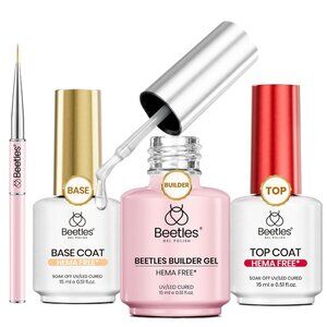 Beetles HEMA Free Builder Nail Gel with No Wipe Top Coat Gel Nail Polish and Bas